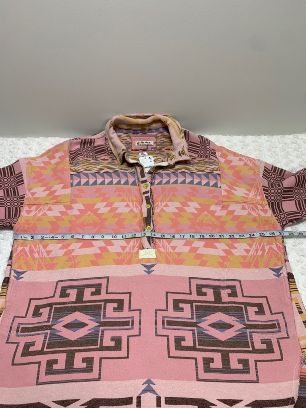 Free People Arizona Sky Aztec Pullover Cotton in Lemon Combo Sz XL - Picture 13 of 14